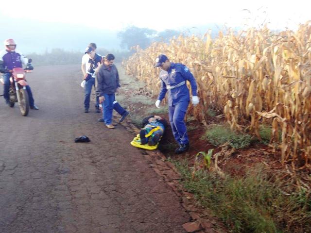 Motociclista fratura clavícula em acidente no interior de Capitão