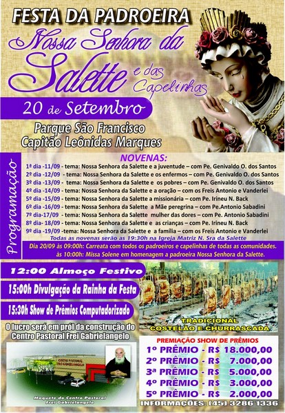 Festa da padroeira Nossa Senhora da Salete de Capitão será neste domingo