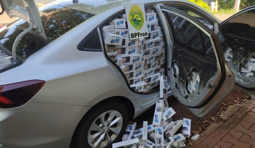 BPFRON recupera veículo furtado carregado com cigarros contrabandeados em Boa Vista da Aparecida