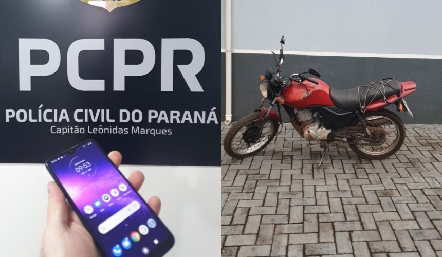 Policia Civil recupera moto com alerta de furto e celular em Capitão