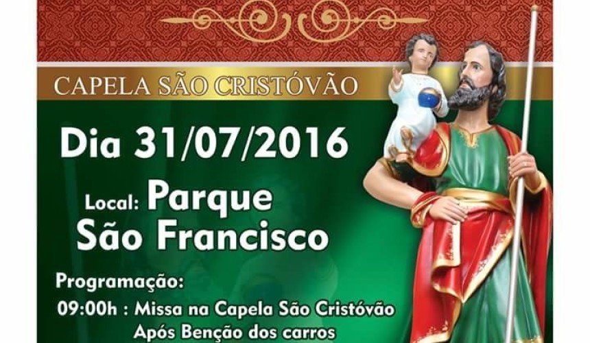 Capela São Cristóvão realiza no próximo domingo festa em homenagem a agricultores e motoristas
