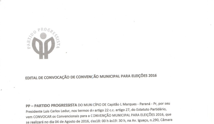 Edital de Convenção do PP de Capitão