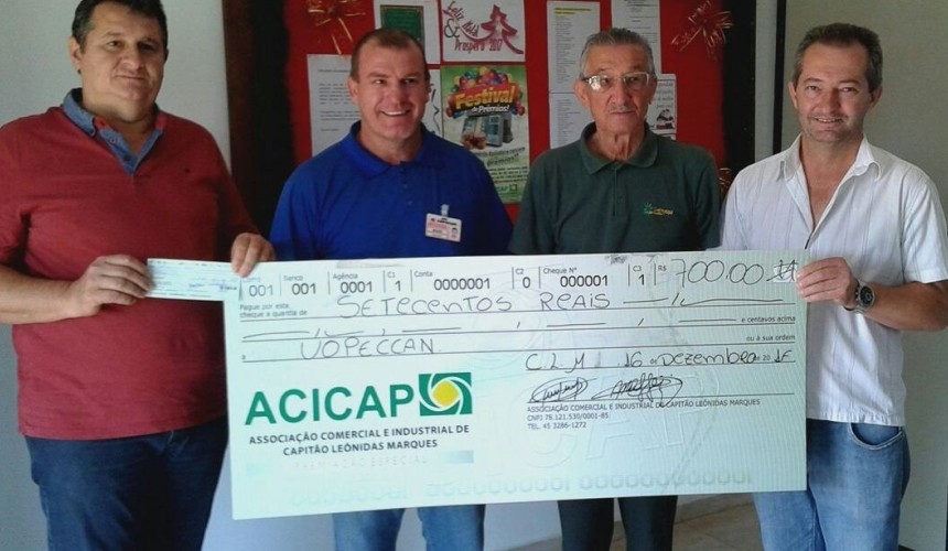 Acicap entrega R$ 1700,00 para hospital Nossa Senhora Aparecida e UOPECCAN