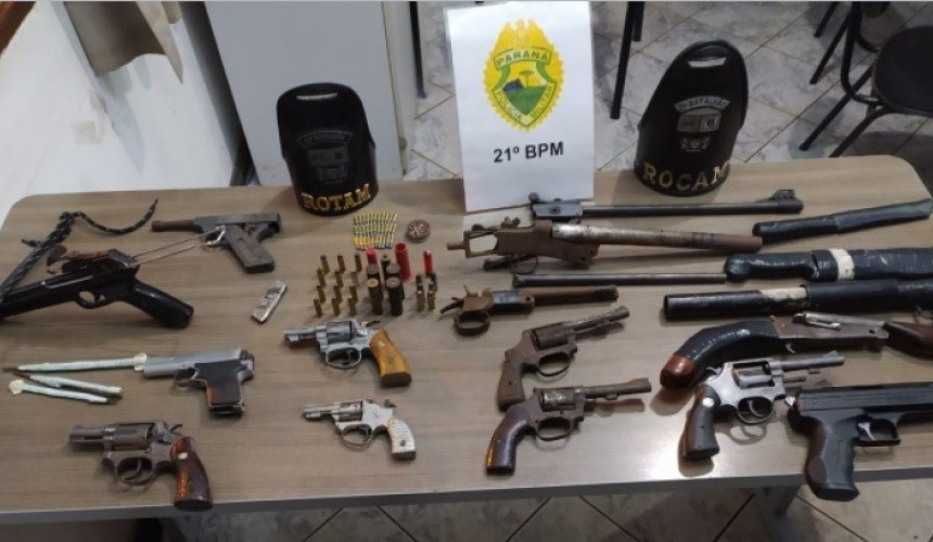 ROTAM e ROCAM apreendem armas, drogas, recapturam foragido da penitenciária e prendem seis pessoas em operação em Francisco Beltrão