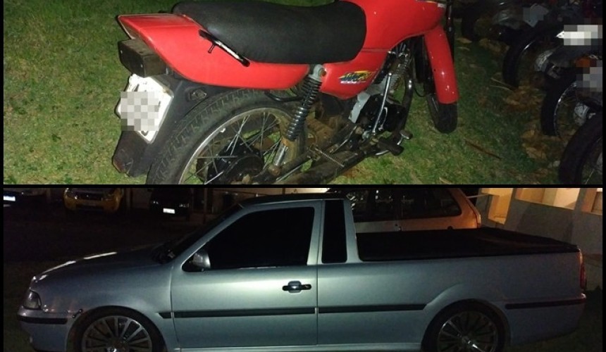 Moto e Saveiro com irregularidades são apreendidas pela PM em Capitão