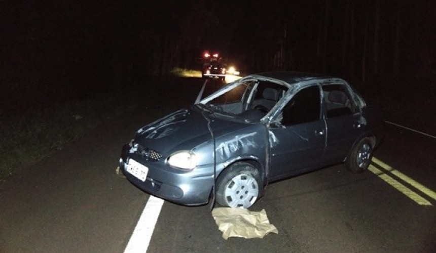 Jovem fica ferido em acidente na BR-163, próximo a Santo Antônio do Sudoeste
