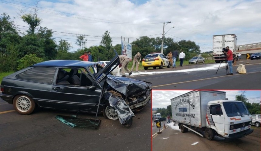 Caminhão de fretes de Capitão colide frontalmente na BR 180; Três pessoas ficaram feridas