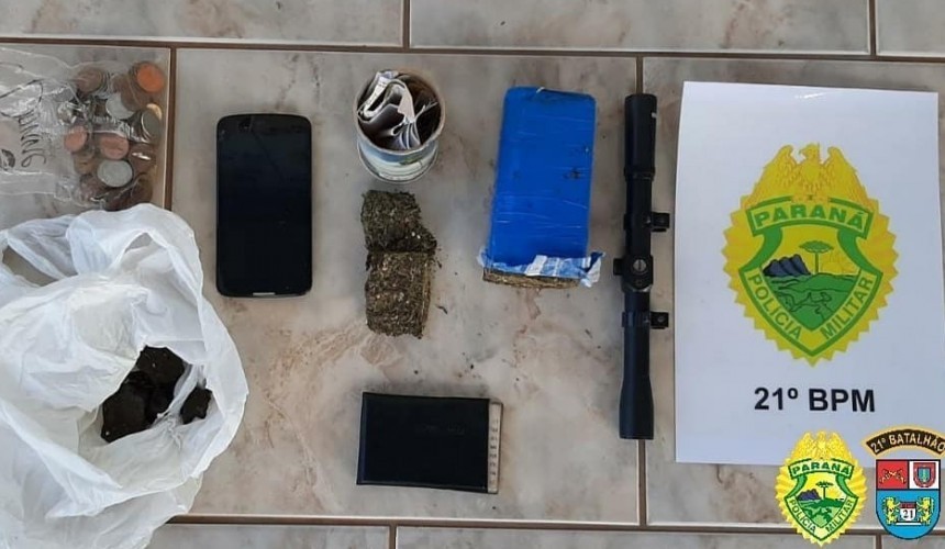Polícia Militar cumpre mandado de prisão, apreende maconha e haxixe em Nova Prata do Iguaçu