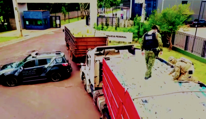 Bpfron e Polícia Federal apreendem carga milionária de contrabando em Ouro Verde
