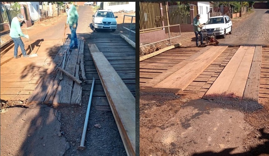 Secretaria de Obras de Capitão realiza manutenção em ponte do município