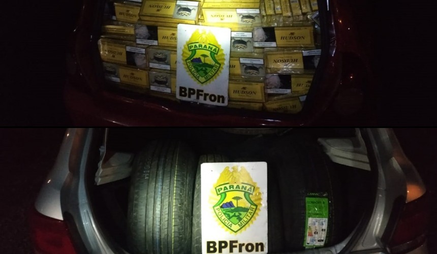 BPFRON apreende pneus e cigarros contrabandeados durante Operação Hórus em Boa Vista da Aparecida