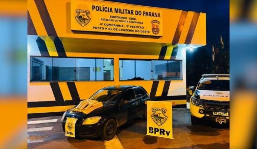 Homem é preso pela PRE com 36 tabletes de maconha escondidos em veículo, em Cruzeiro do Oeste