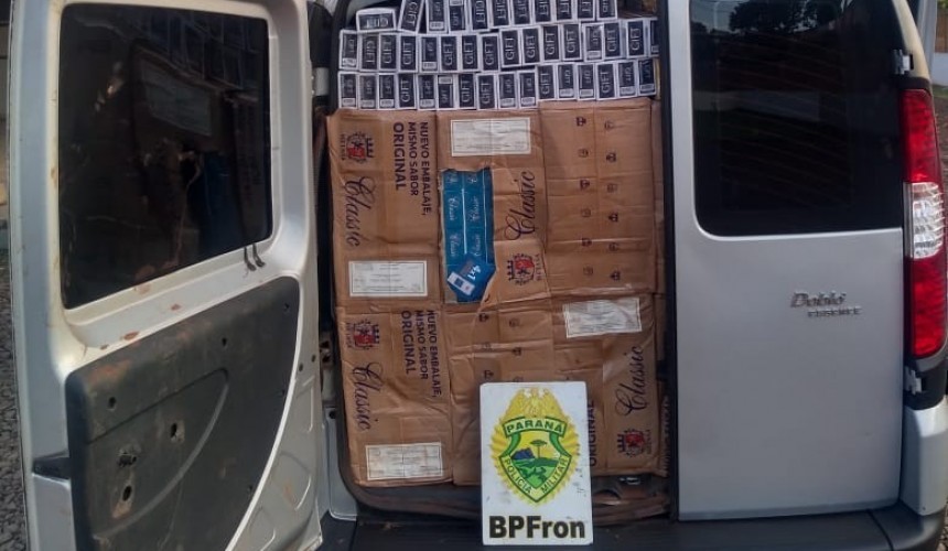 BPFRON apreende veículo carregado com 2.500 pacotes de cigarro contrabandeados em Boa Vista da Aparecida