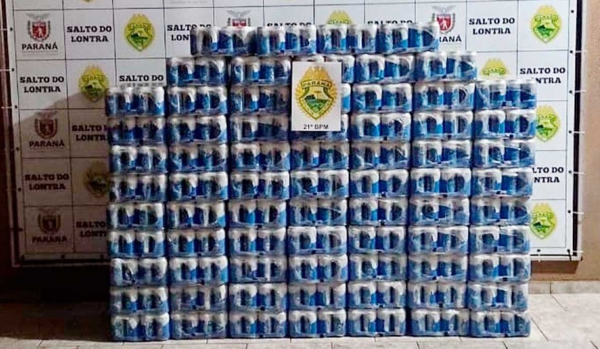 Salto do Lontra: Polícia Militar apreende mais de 1.700 latas de cerveja contrabandeada