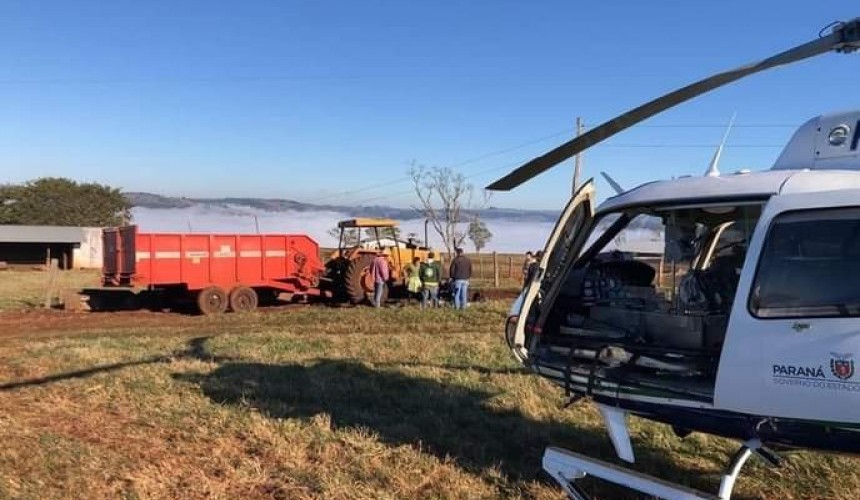 Homem fica em estado grave após acidente com trator em Lindoeste