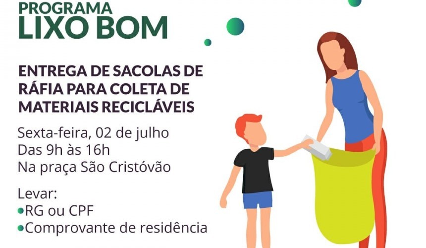 Programa Lixo Bom: Capitão entregará sacos de ráfia para a separação de recicláveis