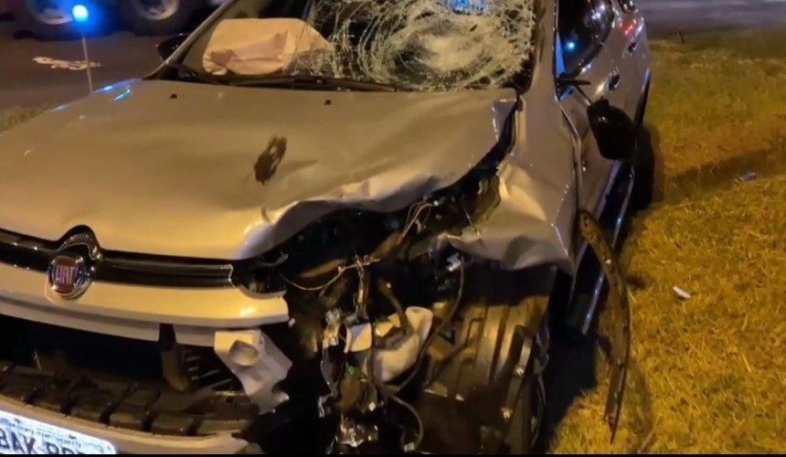 Acidente entre camionete e motocicleta deixa homem ferido na PR-182, trecho Realeza à Ampére