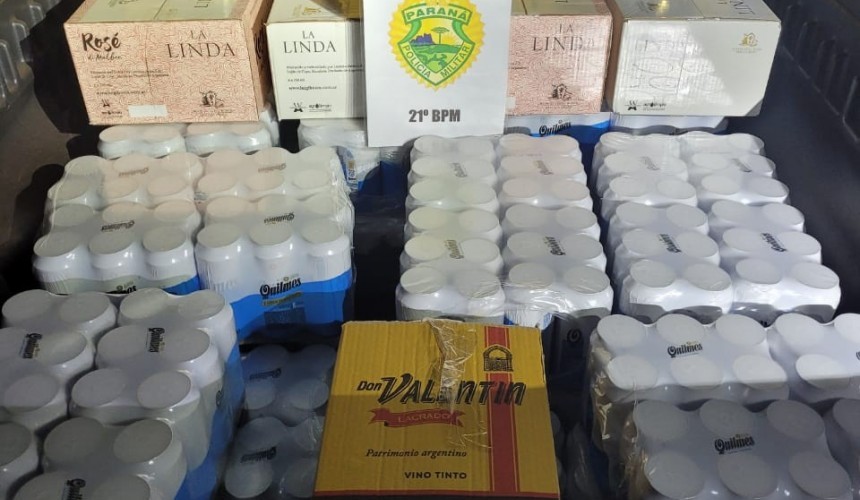 ROTAM apreende veículo com cerveja, whisky e vinho em Barracão