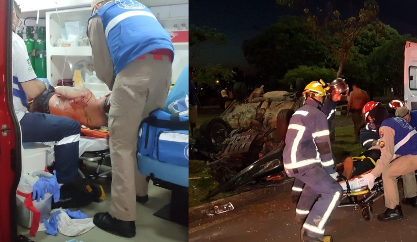 Treta em “rolezinho” no Centro de Cascavel termina com dois baleados em estado grave; Uma das vítimas capotou veículo