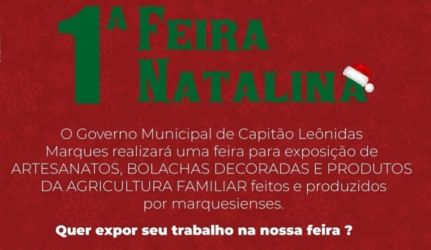 Capitão vai promover Feira Natalina com produtos produzidos no município