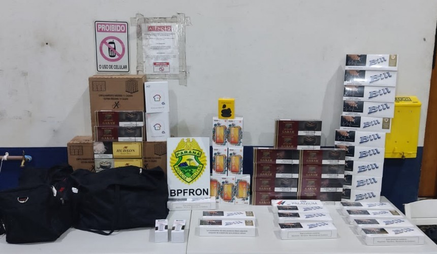 BPFRON apreende produtos contrabandeados em ônibus na cidade de Lindoeste-PR