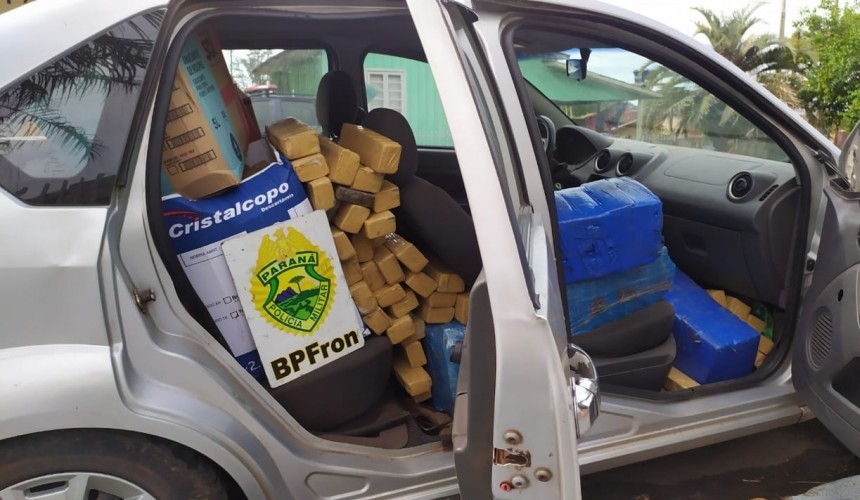 BPFRON apreende carro carregado com drogas em Realeza
