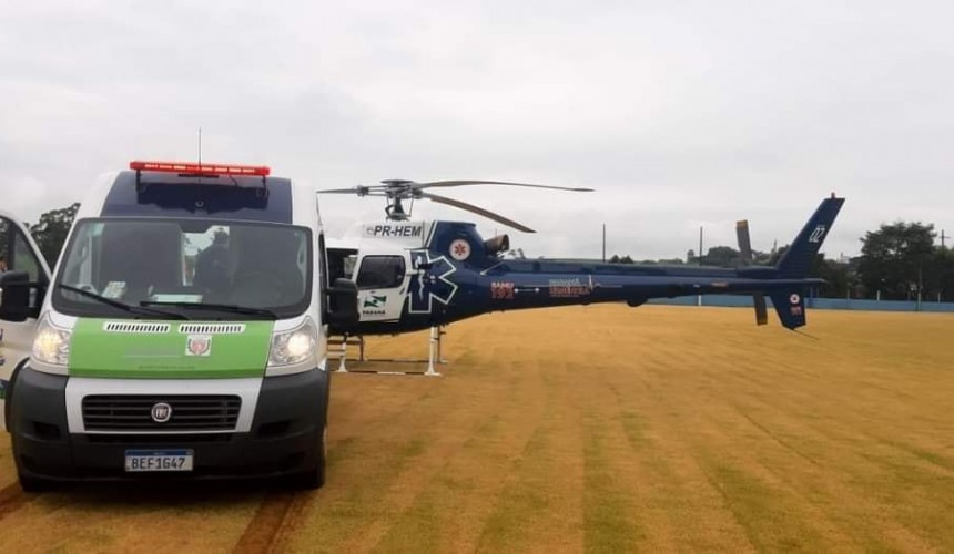 Equipe de Saúde de Boa Vista Aparecida e aeromédico do SAMU atende paciente com problemas cardíacos