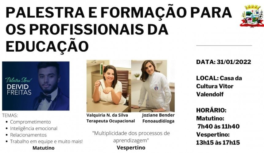 Palestra para profissionais da Educação e Professores será realizada dia 31 de janeiro em Capitão