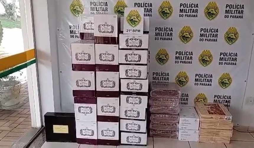 PM apreende carro carregado com grande quantidade de vinho da Argentina em Santo Antônio do Sudoeste