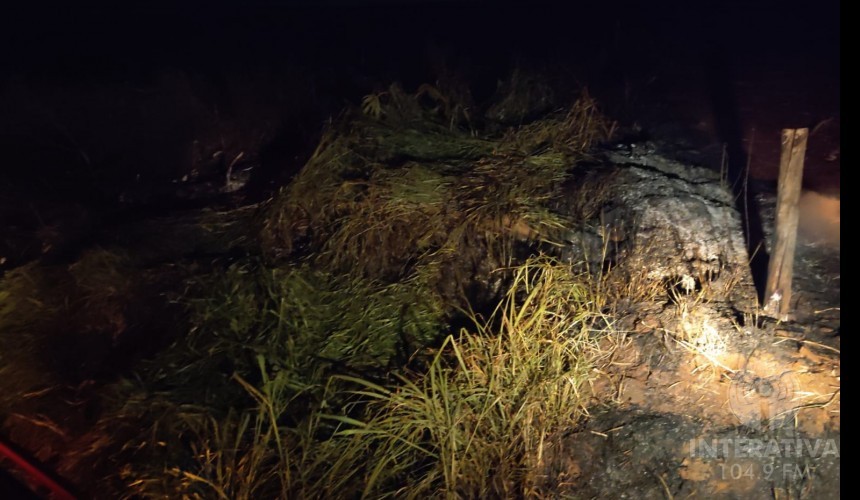 Bombeiros de combatem incêndio as margens da BR-163 em Lindoeste