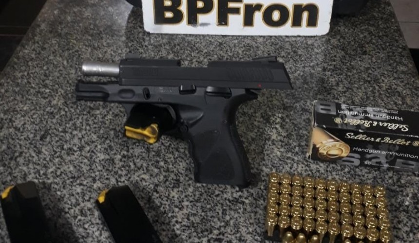 BPFRON apreende arma de fogo em ônibus na cidade de Capitão
