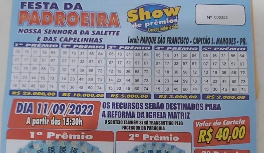 Show de Prêmios e Festa da Padroeira Nossa Senhora da Salete de Capitão já tem data marcada