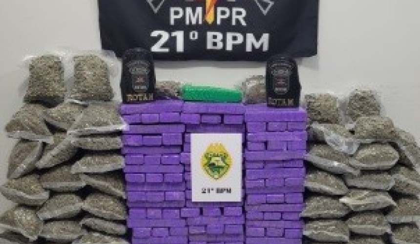 ROTAM prende homem com caminhonete roubada e com 172 quilos de drogas em Nova Prata do Iguaçu