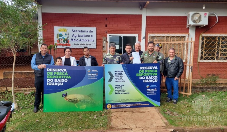 Capitão: Lago do Baixo Iguaçu recebe placas que autorizam a pesca esportiva na região