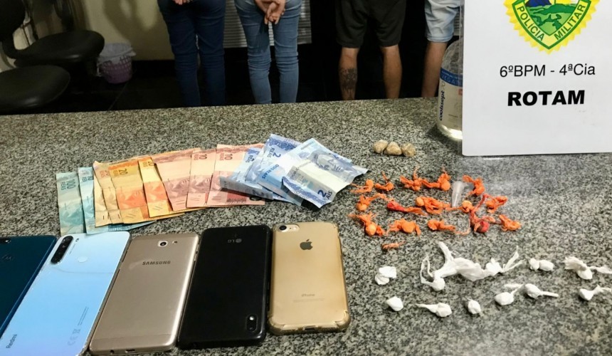 ROTAM apreende cocaína e crack e três pessoas são presas em Capitão