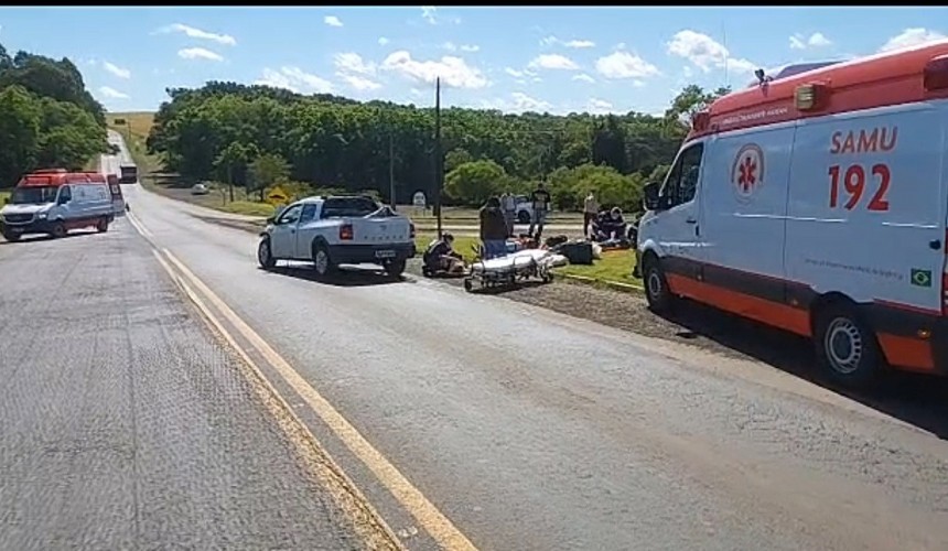 Acidente no trevo de acesso a Realeza deixa cinco pessoas feridas