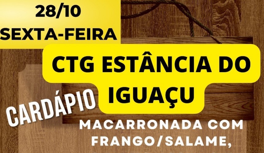 CTG Estância do Iguaçu irá promover jantar nesta sexta-feira (28)