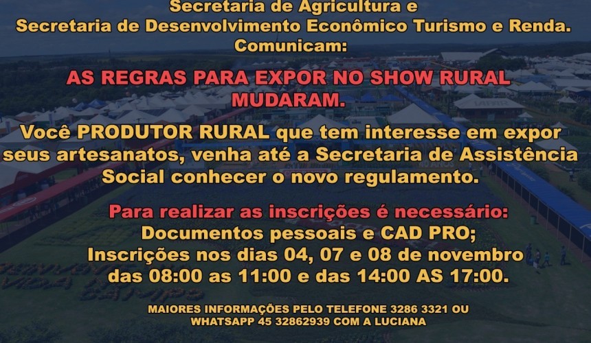 Inscrições abertas para artesãos de Capitão interessados em participar do Show Rural 2023