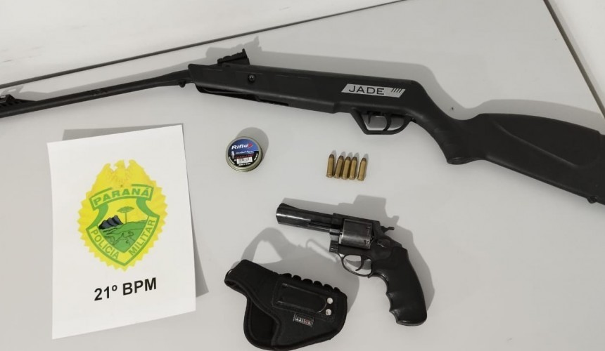 Homem é preso de posse de armas de fogo após agredir violentamente a esposa em Salto do Lontra