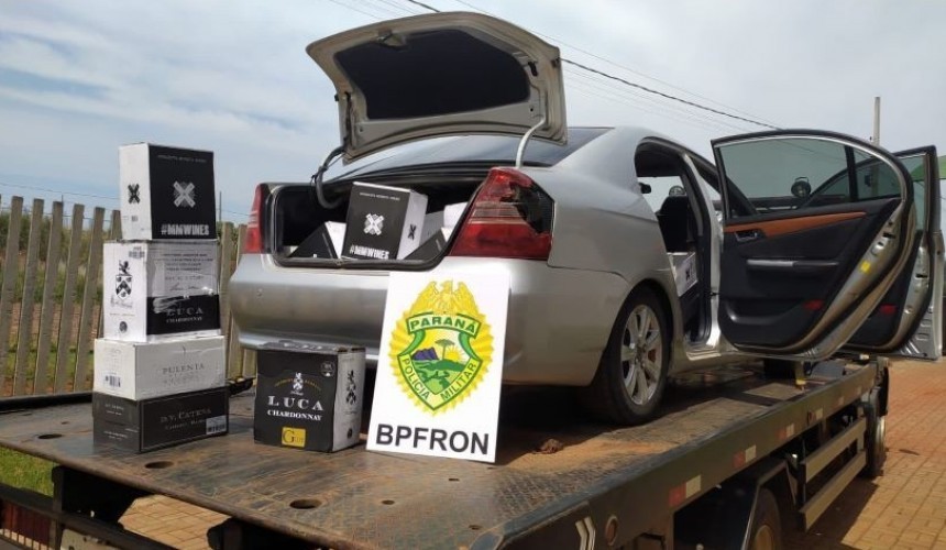 BPFRON apreende veículo carregado com bebidas estrangeiras em Realeza