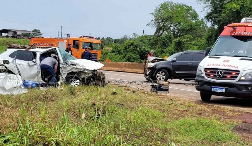 Colisão frontal deixa duas pessoas feridas na BR-163 em Capitão