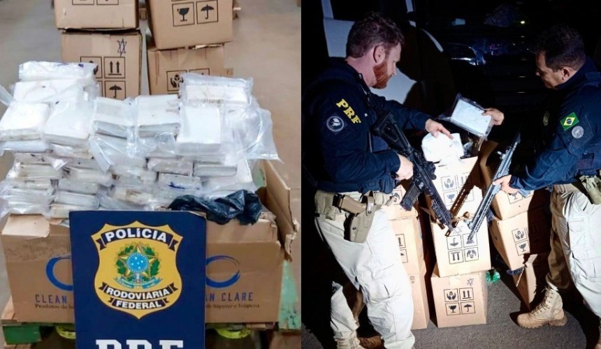 PRF apreende 294,4 kg de cloridrato de cocaína em Céu Azul