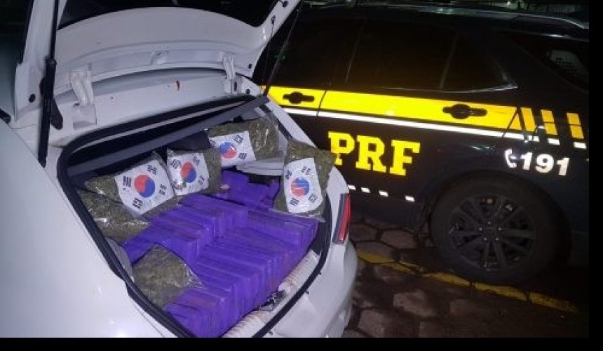 PRF apreende 300 quilos de maconha na BR 163 entre Santa Tereza do Oeste e Lindoeste