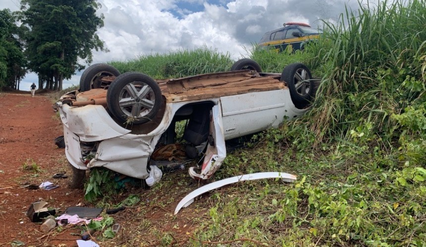 Casal fica ferido na BR 163, no distrito de Santa Maria em Santa Tereza do Oeste