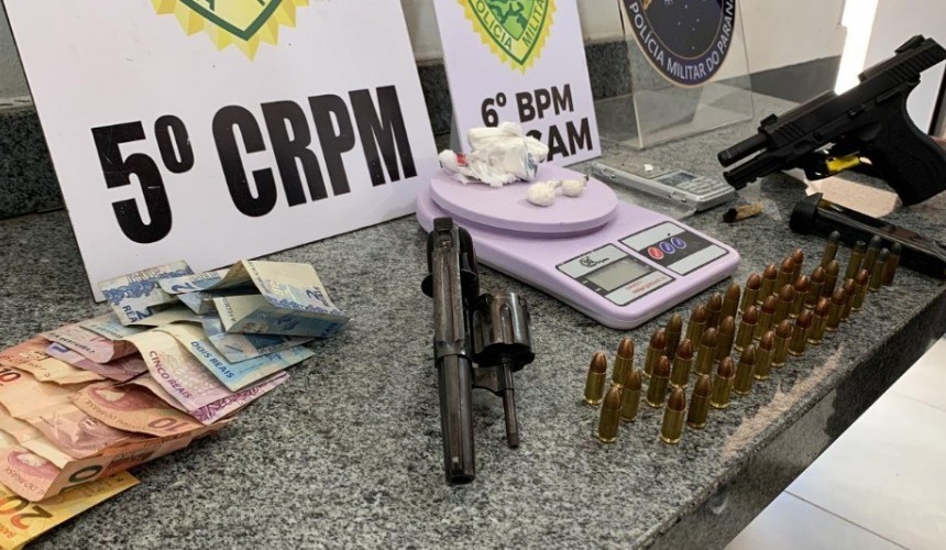 Homem é detido com armas de fogo, cocaína e munições em Cascavel