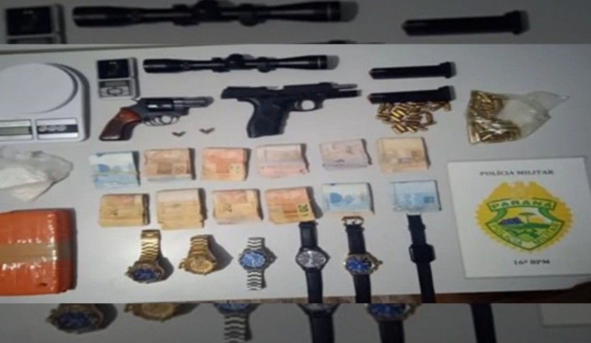 Homem é preso com armas, munições, e 1kg de cocaína em Laranjeiras do Sul