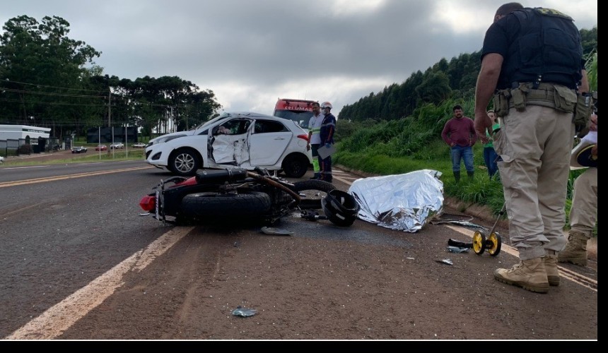 Gestante de seis meses e motociclista morrem em grave acidente na BR 277