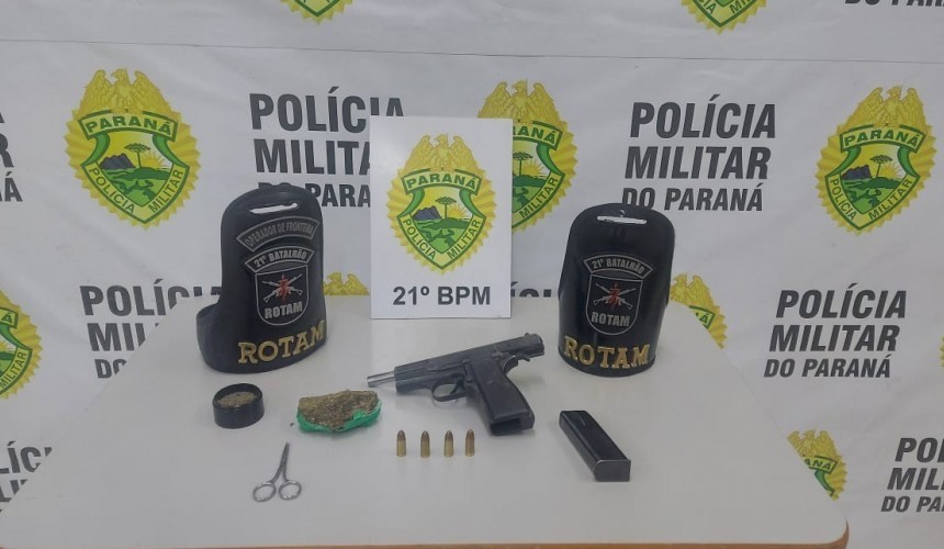 Santo Antônio do Sudoeste: ROTAM prende casal em boate com pistola e maconha