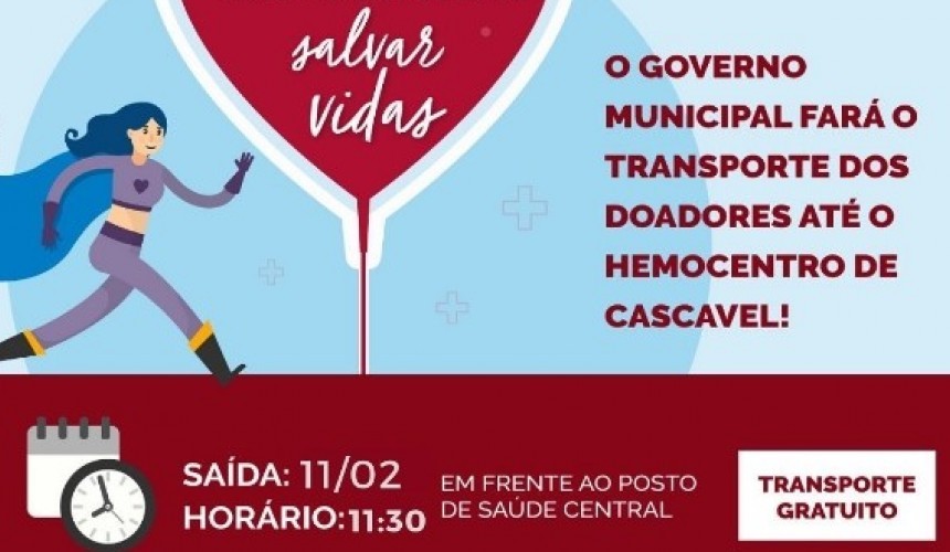 Capitão: Secretaria de Saúde fornecerá transporte para quem quiser doar sangue