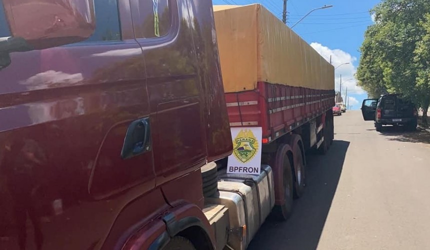 BPFRON apreende carreta com pneus contrabandeados em Ampére